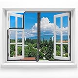 Fliegengitter Fenster Mit halbtransparentem Klettband & Zipper | 75x120 cm | Selbstklebender Insektenschutz für Dachfenster | Robust & Atmungsaktiv Moskitonetz (Grau)