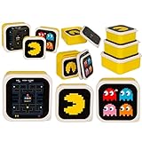 Avilia Set mit 3 Lunchboxen für draußen, in verschiedenen Größen – Set mit Pac-Man-Dekoration, ideal für Erwachsene und Kinder, aus Kunststoff, Gelb
