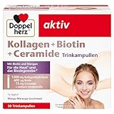 Doppelherz Kollagen + Biotin + Ceramide - Biotin, Vitamin B2, Niacin und Zink unterstützen den Erhalt normaler Haut - 30 Trinkampullen mit Mango-Maracuja-Geschmack