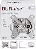 DUR-line Antennendose 3-Loch SAT | Kabelfernsehen | DVB-T | Radio | Unicable für Aufputz und Unterputz geeignet (Enddose, Stichleitungsdose, digitaltauglich)