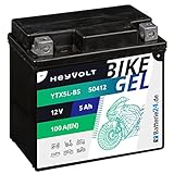 Batterie24.de HeyVolt GEL Motorradbatterie 12V 5Ah Rollerbatterie YTX5L-BS CTX5L-BS 50412 GTX5L-BS