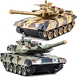RC Panzer, Fernbedienung Panzer 1/24 RC Modellbau Russian T90 und German Leopard II mit 2.4GHz mit Licht und Rauch, Soundeffekten und Vibrationsfeedback, für Kinder ab 6 Jahren Geschenk für Jungen