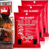 3 Stück Löschdecke, 100 * 100 cm Feuerlöschdecke, Brandschutzdecke aus Glasfasertücher, Feuerdecke für versehentliches Sicherheitsdesign für Küche, Kamin, Grill, Auto, Camping, Haushalt, Wohnwagen