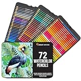 Zenacolor Aquarellstifte set 72 Stifte Aquarell Malstifte für Erwachsene und Kinder Wasservermalbar - Watercolor Pencils Metal Case