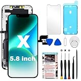 TSIOFO Display für iPhone X LCD 5,8 Zoll, für iPhone X Display 3D Touch Ersatz Glas Digitizer Ersatzteile mit Reparatur-Set Bildschirmschutz (Modell A1865, A1901, A1902)
