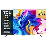 TCL C641 QLED 4K UHD Fernseher 75 Zoll (189cm), 120 Hz Gaming, HDR10+, Dolby Vision, Dolby Atmos, Smart TV, Triple-Tuner DVB-T2/S2/C, Google TV, Schwarz, 2023