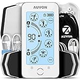 AUVON Touchscreen TENS EMS Gerät, 24 Modi wiederaufladbare Tens Gerät Schmerztherapie, 2 Kanäle TENS Reizstromgerät mit 2X Batterielebensdauer und 10 Elektroden Pads
