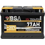 BSA Autobatterie 77Ah 12V Batterie 750A/EN +30% Startleistung ersetzt 68AH 70AH 72AH 74AH 75AH 80AH