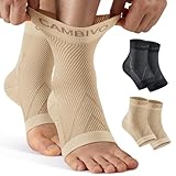 CAMBIVO Sprunggelenkbandage 2 Pack Links & Rechts, Knöchelbandage 15-20 mmHg Kompressionsstrümpfe ohne Toe für Schmerzlinderung, Tägliche Aktivitäten & Unterstützung