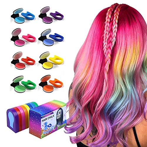 Pinkiou Haarkreide, 8 Stück temporäre Haarfarbe, auswaschbare Haarfarbe für Jungen und Mädchen, Halloween, Cosplay, DIY-Party