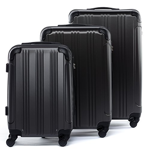 FERGÉ Kofferset Hartschale 3-teilig QUÉBEC Trolley-Set - Handgepäck 55 cm, L und XL 3er Set Hartschalenkoffer Roll-Koffer 4 Rollen 100% ABS grau