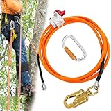 Fallschutz, Stahlseilkern-Flip-Line-Kits, 12mm*3m Stahlkern Lanyard mit Triple Lock-Karabiner, Drahtkern Stahldraht Verstellbares Lanyard für Baumkletterer, Baumpfleger, Absturzsicherung