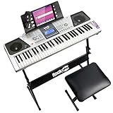 RockJam 61 Key Keyboard Piano Kit with Digital Piano Bench, Electric Piano Stand, Headphones Note Stickers & Simply Piano Lessons