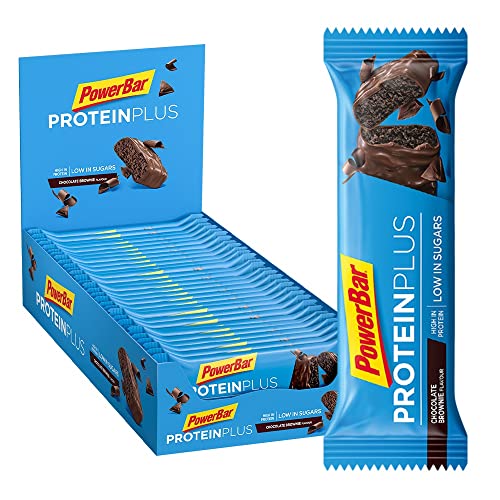Powerbar Protein Plus Riegel mit nur 107 Kcal - Low Sugar Eiweissriegel, Fitnessriegel mit Ballaststoffen - Chocolate-Brownie (30 x 35g)