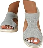 Damen Sandalen Sommer Mesh Orthopädische Schuhe Bequem Waschbare Slingback Orthopädische Slide Sport Outdoorsandalen mit Weiche Fussbett Outdoor Wassersandalen Casual Strick Plateau Sandalen