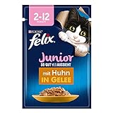 FELIX So gut wie es aussieht Junior Kittenfutter nass in Gelee, mit Huhn, 26er Pack (26 x 85g)