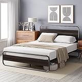 Zinus Soren Bett 140 x 200 cm - 31 cm Höhe - Dóppelbett - Bettrahmen aus Metall mit Kopf-und Fußteil - Schwarz