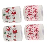 MOTHNUR 4 Rollen Weihnachtliches Toilettenpapier mit Bunten Doppellagigen Weihnachtsmotiven Festliche Deko für Party Bad und Esszimmer Lustige Geschenkidee und Partyzubehör