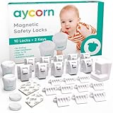 AYCORN Magnetisches Schrankschloss für Kinder und Babys - unsichtbare Kindersicherung für Schrank & Schublade - 10 Schlösser + 2 Schlüssel ohne Schrauben und Bohren - Einfache Montage BONUS Video