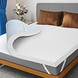 DOPEDIO Topper Memory Foam, Gel Schaum Matratzen für Boxspringbett, Weich Matratzenauflage Öko-TEX® Zertifiziert Matratzentopper für Wohnwagen Schlafsofa, Bezug Waschbar（180x200cm, 7,5cm Hoch,Weiß）