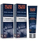 NO HAIR CREW - 2 Pack Enthaarungscreme für den Intimbereich – extra sanfte Haarentfernung für Männer (Set 2 x 100ml)