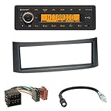 Continental TR7412UB-OR - Autoradio mit BT, RDS, USB MP3 (ohne CD-Laufwerk) + 1-DIN Radioblende in anthrazit + ISO Adapter + Antennenadapter DIN für Smart Roadster (BR 452) 04/2003-11/2005