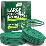 Große Citronella-Räucherspule, aus natürlichen Pflanzen, geeignet für Outdoor, Wohnzimmer, Terrasse (24 Spulen und Spulenhalter)