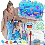 Mallie® Wassermatte Baby BPA Frei Wasserspielmatte (Blau 95x75 CM) XXL Türkis Blau - Wasserspielmatte Baby, Baby Matte, Babymatte für Baby 3 Monate I Baby Wassermatte für Entdecken & Bewegen