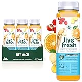LiveFresh Vitamin C Saft - Hey Wach - 6x250ml | Mit Ingwer und Koffein | Vegane Fruchtsäfte ohne Zuckerzusatz | Inkl. 1,50€ Pfand
