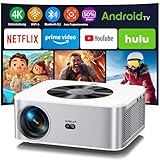 Beamer【Android TV】 HORLAT 28000 Lumen Beamer 4K Heimkino, WiFi 6 Bluetooth Projektor, Auto/4P Trapezkorrektur, 50% Zoom Projektor,Projector für Smartphone/TV Stick