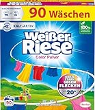 Weißer Riese Color Pulver (90 Waschladungen), Color Waschmittel riesig stark gegen Flecken, Kalt-Aktiv schon ab 20° C, ergiebiges Waschpulver, ideal für Familien mit Kindern