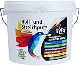 RyFo Colors Roll- und Streichputz für innen 10kg (Größe wählbar) - Rollputz für den Innen-Bereich, strahlend weiß mit edler feinkörniger Struktur, einfachste Verarbeitung