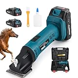 Schermaschine Pferd Akku, 500W Kabelloses Pferdeschermaschine Mit 2x2500mAh Akkus, 6 Geschwindigkeiten Professionelle Schermaschine für Pferde Dickes und Verfilztes Haar Kompatibel mit Makita 18V Akku