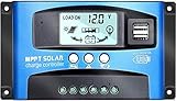Y&H 100 A MPPT Solarladeregler 12 V / 24 V mit Dual-USB-Anschluss, LCD-Display, intelligenter Regler, automatisches Solarpanel für Bleibatterien/Panel