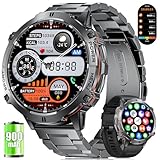 LIGE Smartwatch Herren Militär mit Große 900mAh-Akku, 1,73' AMOLED Großbildschirm Fitnessuhr Herren mit Kompass Barometer, 110+ Sportmodi, IP68 Wasserdicht, Herzfrequenz/Schlafmonitor for Android iOS