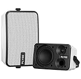Plyee Audio 400W Outdoor-Bluetooth-Lautsprecher, Kabellose Lautsprecher-Synchronisation, IPX5 Wasserdicht, Kraftvoller Bass, Wandmontage, Für Terrasse, Veranda, Pavillon, Garage, 2er-Pack, MZ-621