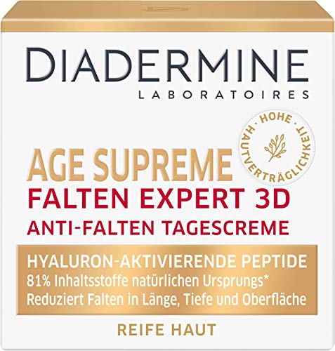 Diadermine Age Supreme Falten Expert 3D Anti-Falten Tagescreme mit Hyaluron-aktivierender Peptide, 3er Pack (3 x 50ml)