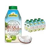 Pfanner Kokoswasser Getränk (8 x 500 ml) – Aqua di Cocco im Vorratspack – Kokosnusswasser ohne Zucker – aus Kokosnüssen