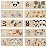 Kindsgut Lernspiel Zahlen aus Holz, spielerisch bis 10 Zählen mit dem Kinderpuzzle, Lernpuzzle mit schönen Motiven, Schlichtes Design und dezente Farben, Kinderspiel Zahlen