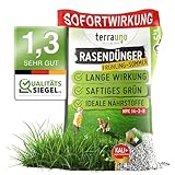 TerraUno Rasendünger Frühjahr/Sommer I Sofortwirkung für saftiges grün I 20 kg für 1000 m² I gesunder Rasen verdrängt Moos und Unkraut I NPK Dünger Rasen I Gegen Trockenstress I Für den Streuwagen