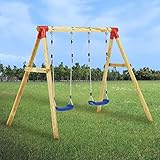Susany Schaukelgestell mit Verstellbaren Seilen Schaukel Schaukelgerüst Kinderschaukel Gartenschaukel Doppelschaukel Kiefernholz