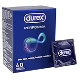 Durex Performa Kondome – Aktverlängernde Kondome mit 5% benzocainhaltigem Gel & mit Easy-On-Form – 40 Kondome (1er Pack)