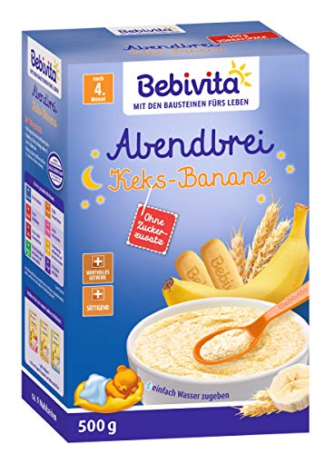 Bebivita Abendbrei Keks-Banane - nach dem 4. Monat, 2er Pack (2 x 500g)