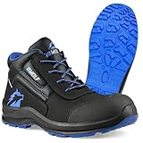 BWOLF Spire Arbeitsschuhe Herren S3 High Sicherheitsschuhe Herren S3 wasserdicht, ölbeständig, rutschhemmend mit 4x4 Grip Technologie mit ergonomischer Wechselsohle (HIS3Blau/Schwarz HI, 43)