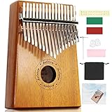 Kalimba 17 Schlüssel, Daumenklavier Kalimba Thumb Piano Finger Solide Kalimba Instrument mit Lernwerkzeuge, Professionelle Kalimba für Kinder, Erwachsene und Musikliebhaber Braun