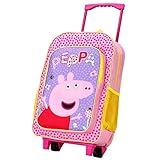 Peppa Pig Premium Trolley Taschen für Kinder, Jungen & Mädchen - Reiserucksack mit Rollen, großem Fach & ausziehbarem Griff - Handgepäck Koffer für Kinder - ab 3 Jahren, rose, 46 x 29 x 19 cm