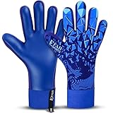 EFAH SPORTS Torwarthandschuhe für Kinder und Erwachsene mit gepolsterter Handfläche atmungsaktiven und starkem Griff Fußballhandschuhe (Blue, Size 5 Suitable for 9 to 12 Years Old, Beidhändig)