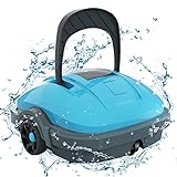 WYBOT Poolroboter, Poolsauger Akku mit Dual-Motor, Selbstparken, Starke Saugkraft, Automatische Poolreiniger für Aufstell-/Einbauschwimmbecken bis 50m² Blau