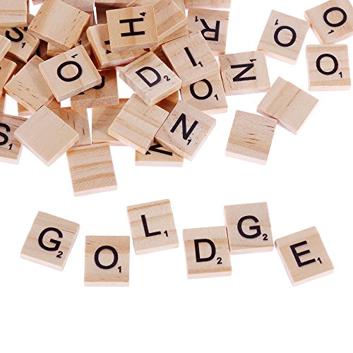 GOLDGE 100 Stück Scrabble Buchstaben Holz Buchstabe Fliesen zum Spielen, Lesen für Vorschule Kinder Bildung ,DIY Handwerk Dekoration