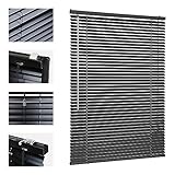 Sekey Klemmfix-Jalousie für Fenster freihängend, 25mm Alu-Lamellen, mit Bohren, inklusive Montagematerial Aluminium-Jalousie ohne Bohren, 80x160cm,Schwarz
